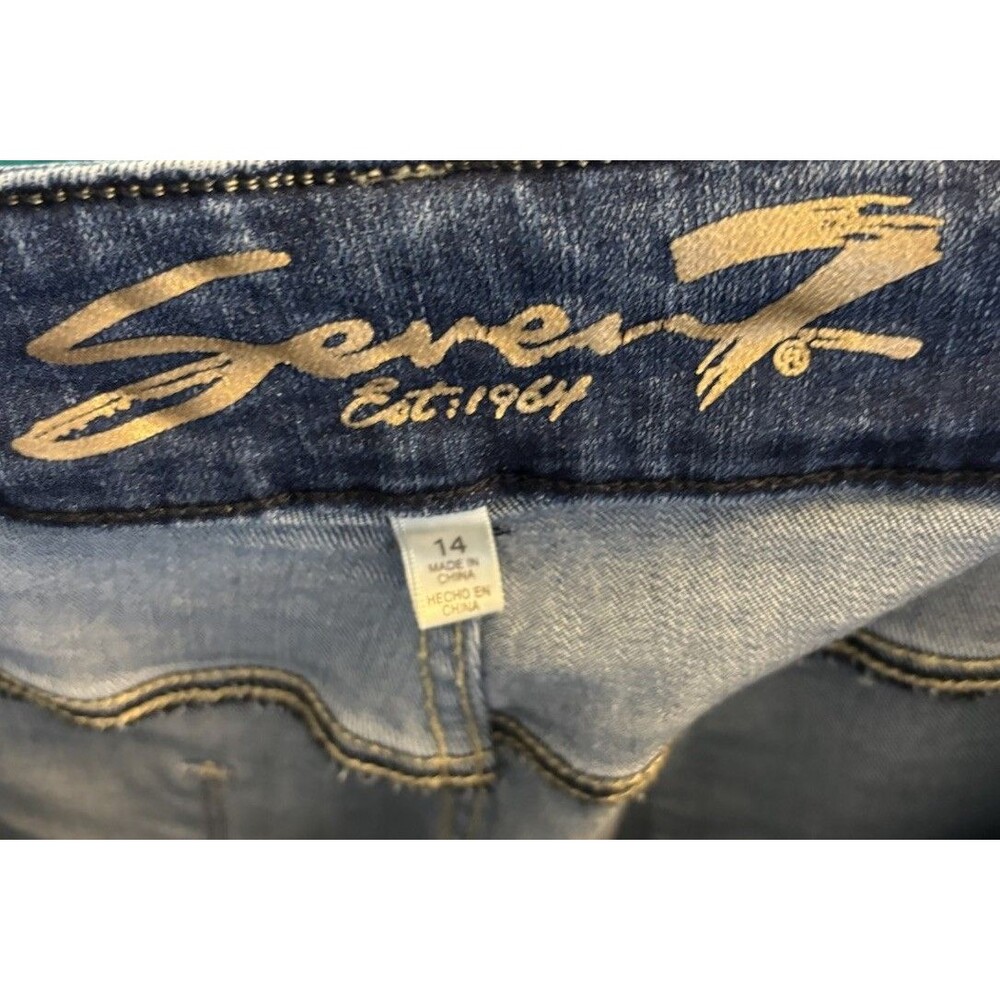 Seven 7 Woman’s Jeans Size 14 Ultra High Rise Skinny Blue Tummy Less Length 29 - Picture 4 of 9